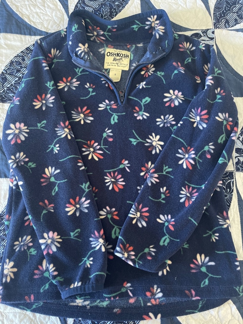OshKosh Navy Floral Half-Zip Fleece Pullover